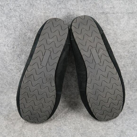 Stars Above Shoes Womens 10 Slipper Moccasin Loafer Slip On Suede Black Faux Fur - Picture 9 of 12